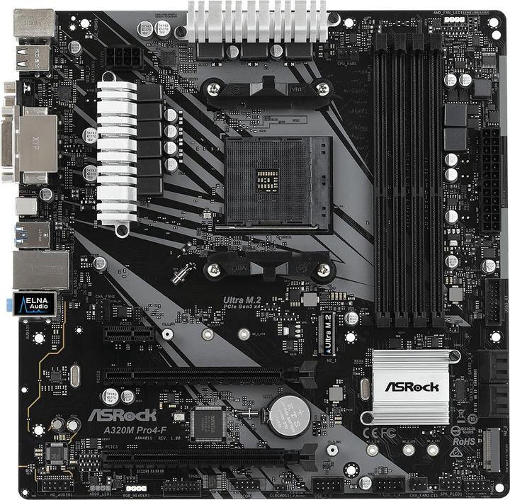 Produktbild AsRock A320M Pro4-F (AM4, AMD A320, mATX)