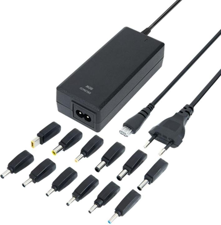 Produktbild Deltaco Universal Laptop Charger, 15-20V, 6A, 90W, 12-tips - Black (90 W)