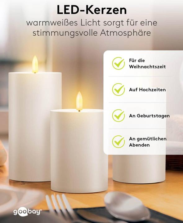 Actual product image Goobay Set of 3 LED Candles "Outdoor (3 x)
