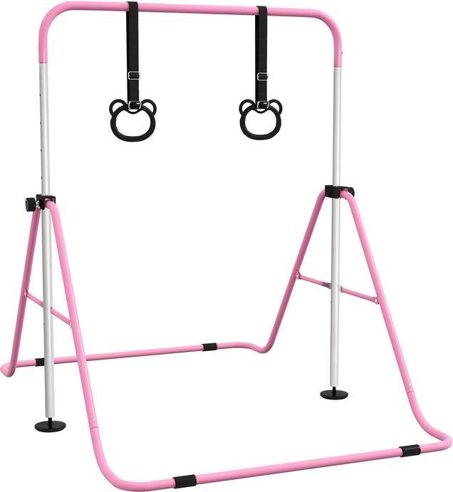 Swisshandel24 Kinder Gymnastik Turnreck 5-stufige höhenverstellbar Reckstange Stahl Rosa