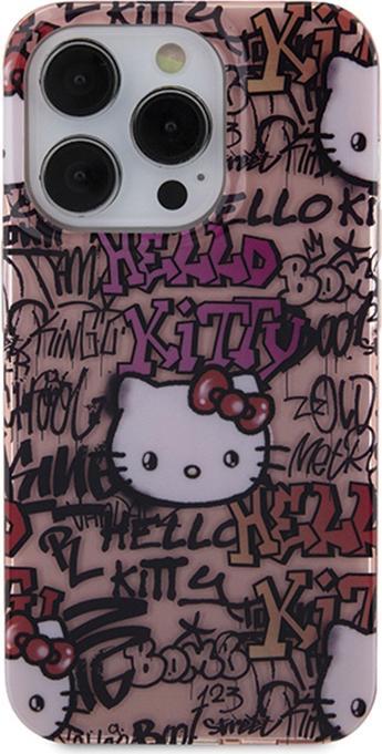 Actual product image Hello Kitty HKHCP15XHDGPTP iPhone 15 Pro Max 6.7" różowy/pink hardcase IML Tags Graffiti (Apple iPhone 15 Pro Max)