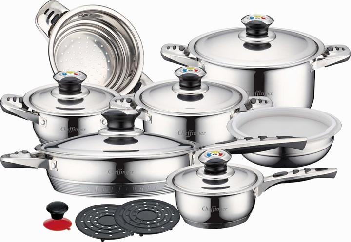 Produktbild JTI 16-teiliges Küchenset - Edelstahl (Pfannenset + Topfset, Edelstahl)