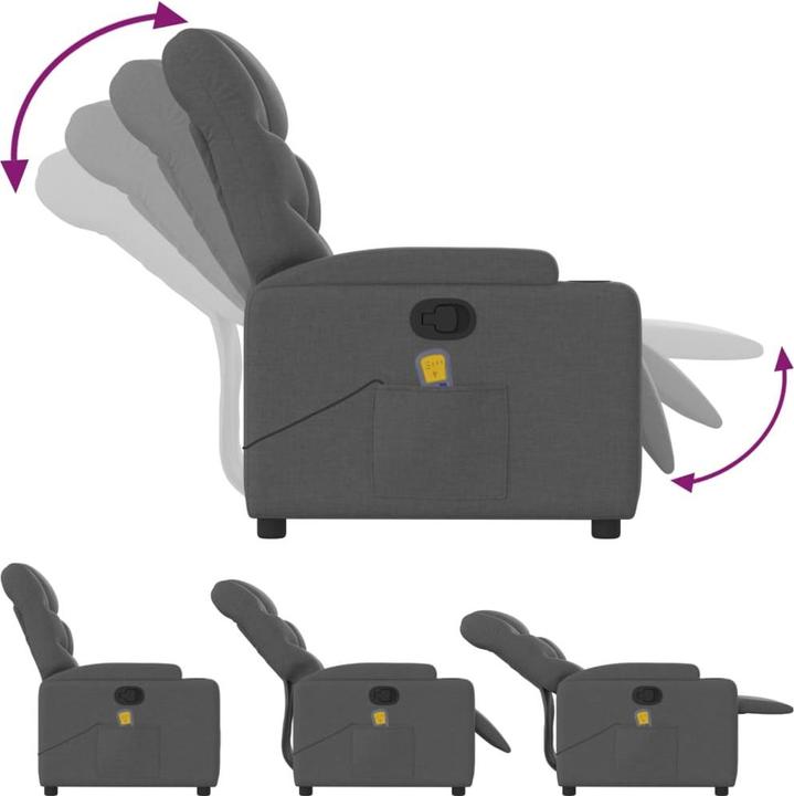 Image du produit VidaXL Fauteuil de massage gris foncé Tissu,Couleur : gris foncé,Matériaux