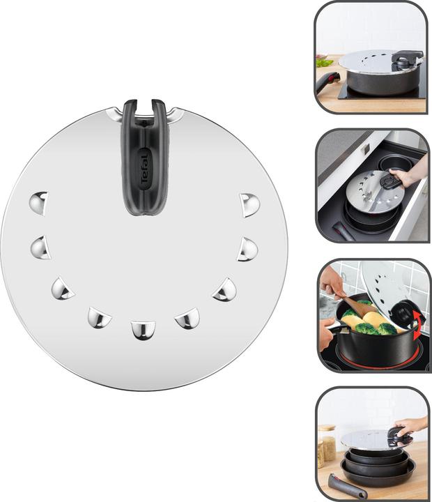 Immagine prodotto Tefal Ingenio G6 Multi Coperchio da 20 a 28 cm in acciaio inox (30.80 cm, Materiale sintetico, Metallo)