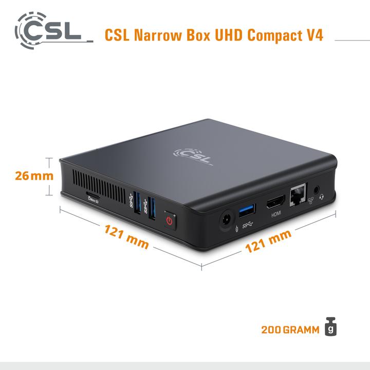 Productafbeelding CSL Mini PC smalle doos Ultra HD Compact v4 (Intel Celeron N4120, 4 GB, 128 GB, Intel UHD Graphics)