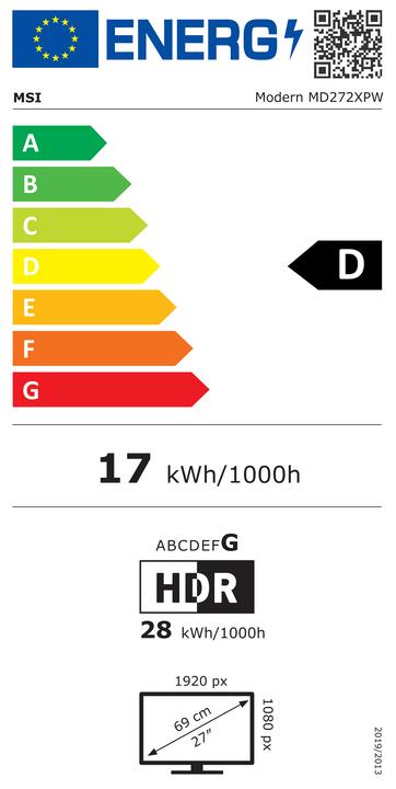 Energy Label MSI Modern MD272XPWDE (1920 x 1080 pixels, 27")