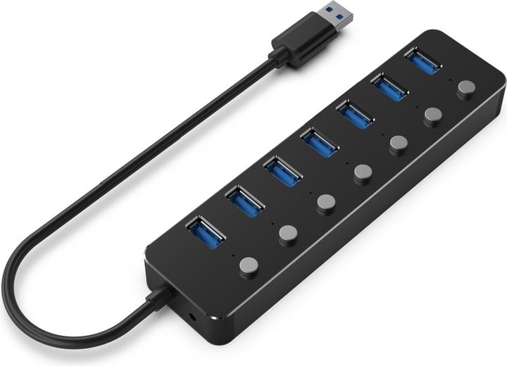 Gembird 7-port USB 3.1 Gen 1 HUB with switches black (USB-C, 7 Ports)