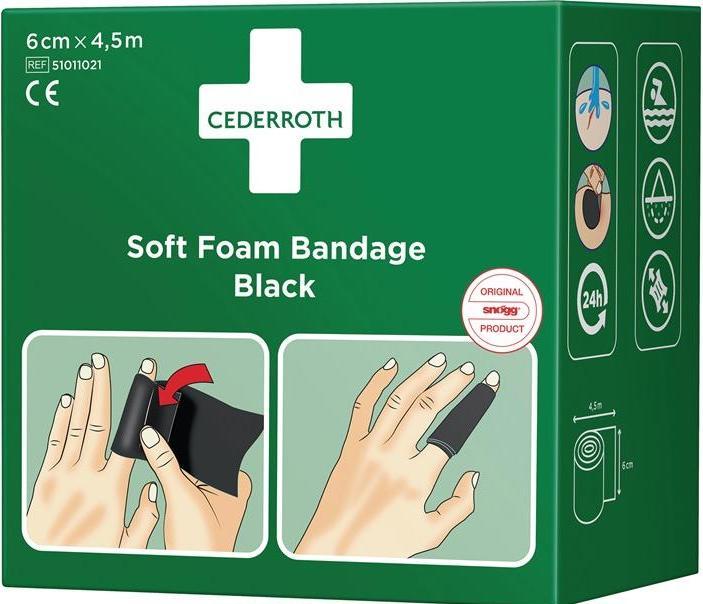 Produktbild Cederroth Pflaster und Bandage Soft Foam selbsthaftend elastisch, schwarz Rolle 6 cm x 4,5 m (1 x)