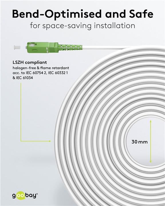 Actual product image Goobay Fibre optic cable FTTH, singlemode OS2 White, white Simplex, 20 m (S/UTP, 20 m)