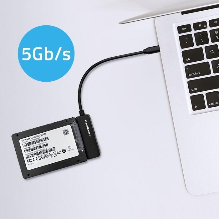 Produktbild Qoltec SATA Adapter für 2,5" SSD HDD, USB C, 2TB