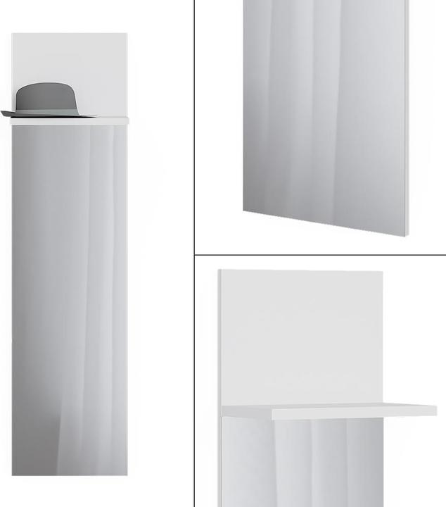 Image du produit Vicco Porte-manteau mural Siri, blanc, 36 x 135 cm avec miroir