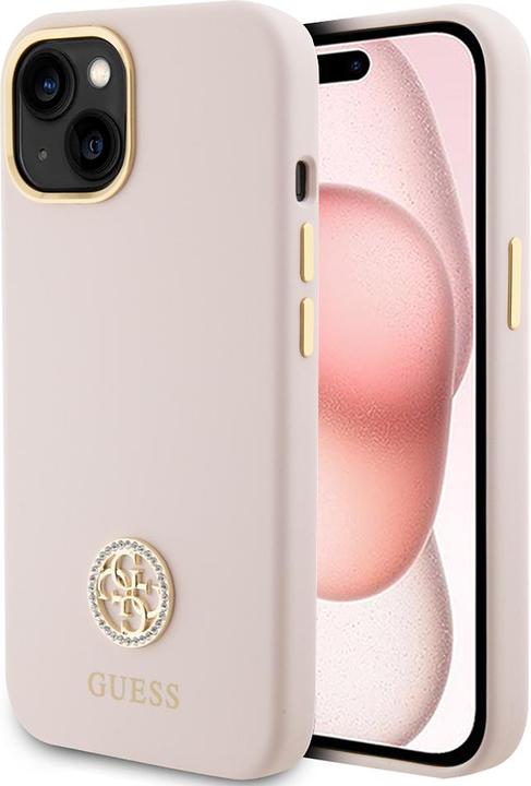 Produktbild Guess GUHCP15M4DGPP iPhone 15 Plus 6.7" jasnoróżowy/pink hardcase Silicone Logo Strass 4G (Apple iPhone 14 Plus)