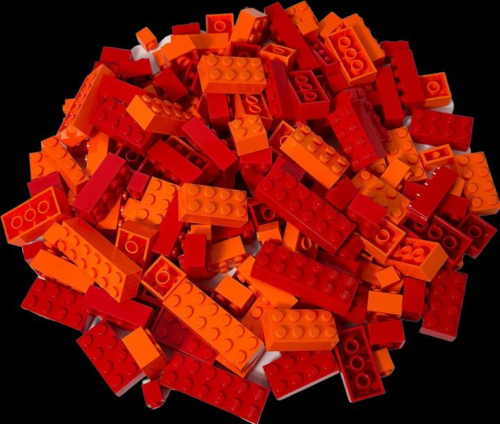 Actual product image LEGO Building Blocks Basic mixed - High bricks Red & Orange - NEW! Quantity 200x (LEGO Classic)