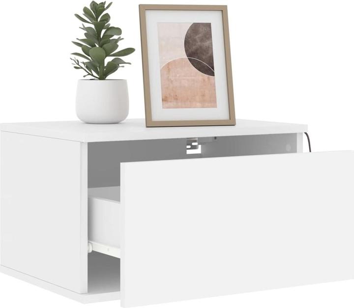 Immagine prodotto VidaXL Comodini a parete con luci LED 2 pezzi. Bianco, colore (50 x 36 x 30 cm)