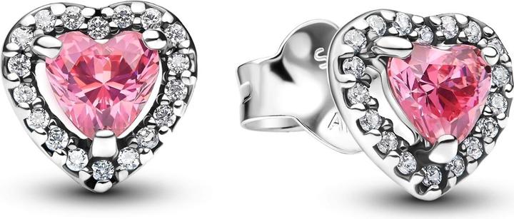 Pandora Erhöhte rosa Herz-Ohrstecker (Sterling-Silber)