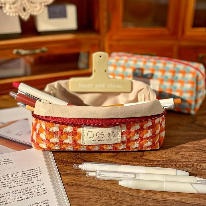 Actual product image Only-Bags.Store Rainbow woven stationery bag washable pencil case stationery box large capacity