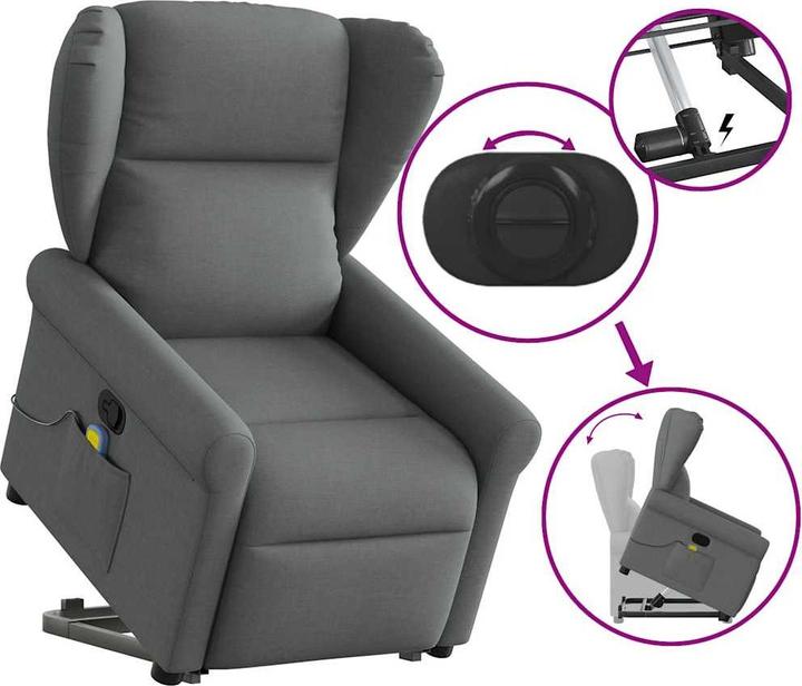 Image du produit VidaXL Fauteuil de massage releveur Gris foncé Tissu