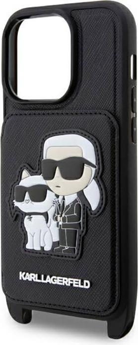 Actual product image Karl Lagerfeld KLHCP14XCSAKCPMK iPhone 14 Pro Max 6.7" hardcase czarny/black Crossbody Saffiano Karl (Apple iPhone 14 Pro Max)