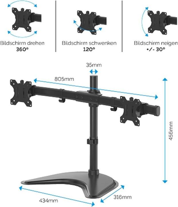 Actual product image Fellowes Freestanding Double Monitor Arm Professional Series (Table, 27")