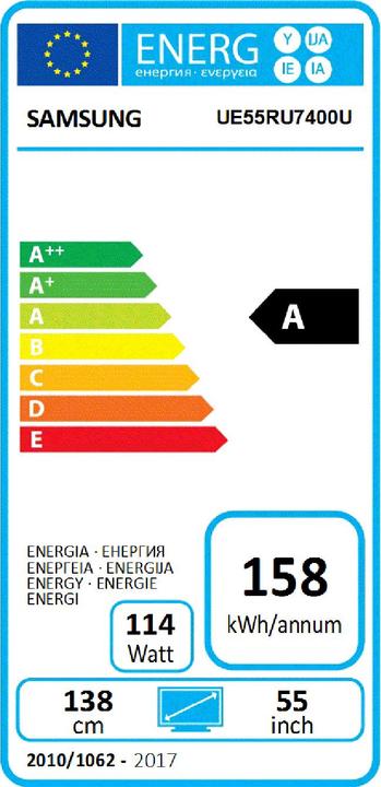 Label énergétique Samsung UE55RU7400 (55", LCD, 4K, 2019)