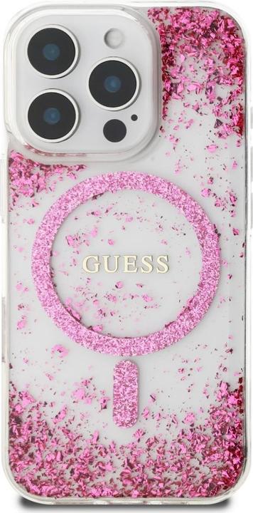 Produktbild Guess HC Resin Bottom Glitter MagSafe Case for iPhone 16 Pro Max - Pink (Apple iPhone 16 Pro Max)