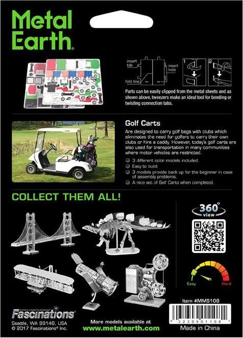 Actual product image Metal Earth constructie speelgoed Golf Cart SET of 3
