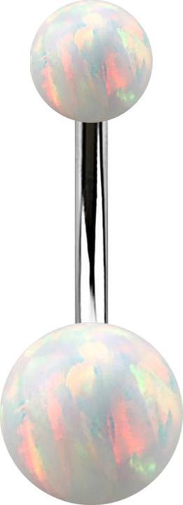 Actual product image Star Piercing Silver banana with two white opal balls (without brass, Surgical steel 316L)
