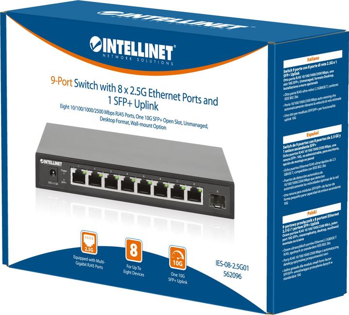 Immagine prodotto Intellinet Switch a 9 porte con 8 porte Ethernet 2.5G e 1 uplink SFP+ (9 Porti)