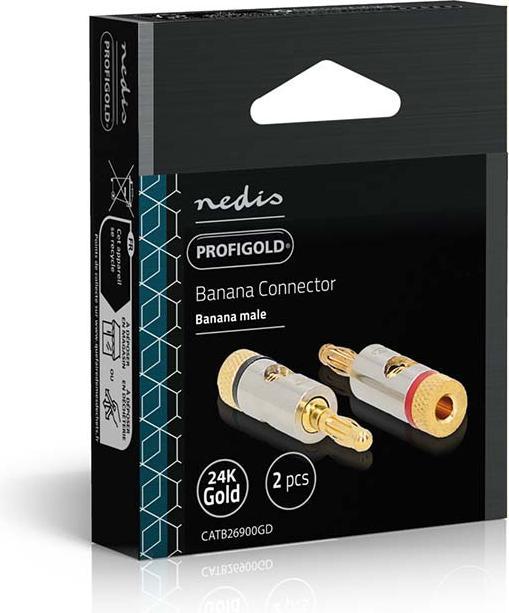 Produktbild Nedis Bananenstecker Stecker Vergoldet 2 Stück Aluminium Metall Gold