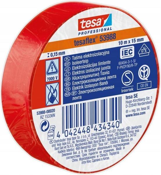 Produktbild tesa SPVC Red Isolation Tape 10mx15mm (10 mm)