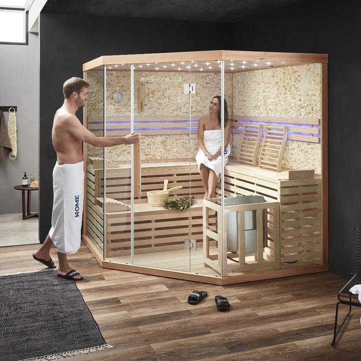 Actual product image Home Deluxe Indoor sauna CASHEIM BIG XL - 200 x 200 cm for 6 persons - Traditional sauna with artificial stone