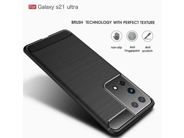 Actual product image Screenguard Samsung Galaxy S21 Ultra Cover Carbon Brushed Soft TPU (Samsung Galaxy S21 Ultra)