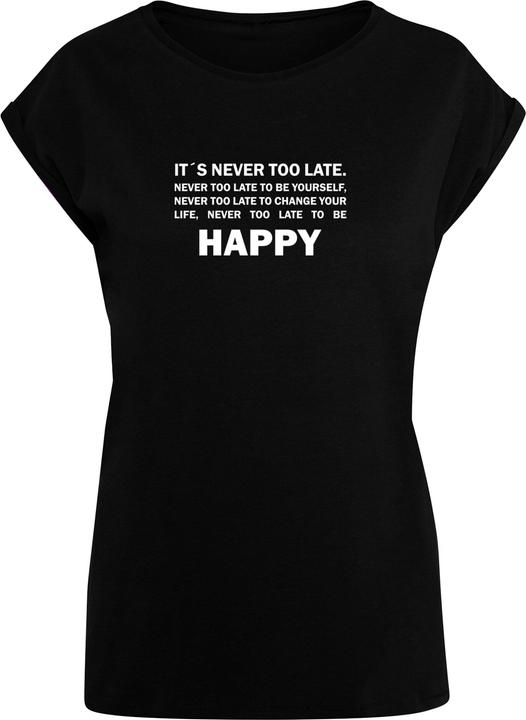 Produktbild Merchcode Ladies Never Too Late Extended Shoulder Tee - 111665 (S)