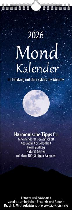 Alpha Edition Mondkalender 2026- Streifen-Kalender 14,85x42 cm - Wandplaner - mit 100-jährigem Kalender - viele (15 x 42 cm, German)