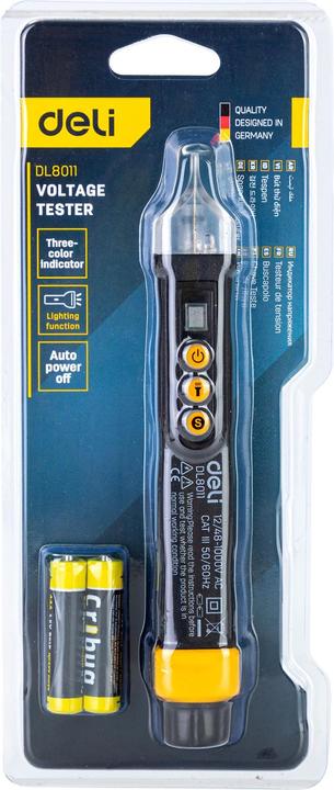 Image du produit Deli Tools Testeur de tension sans contact EDL8011, 12/48-1000V AC (noir) (CAT III 1000V)