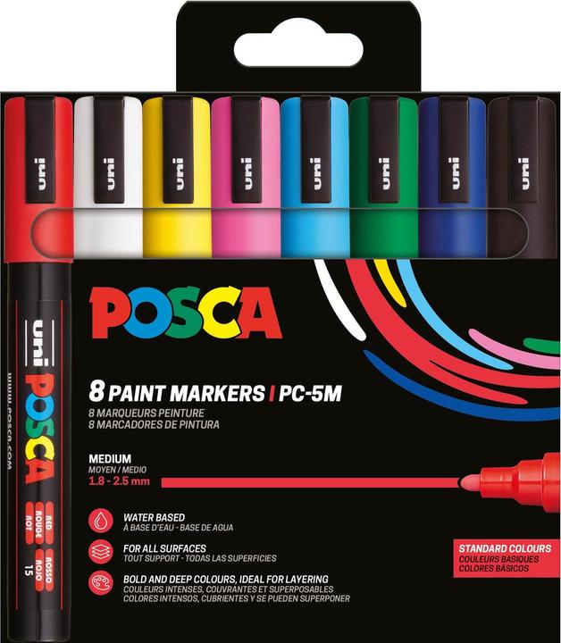 Image du produit Posca Marqueur PC-5M pointe ogive (Multicolore, 2.50 mm, 8 x)