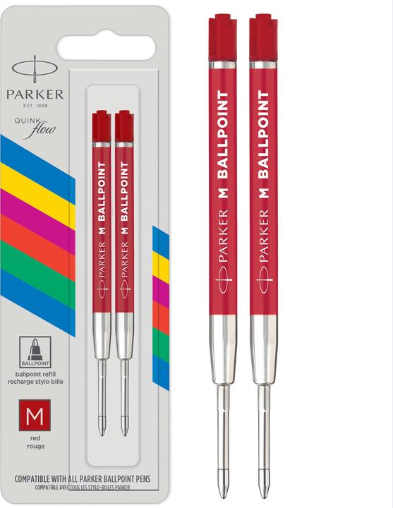 Actual product image Parker Pen Ballpoint refill QUINKflow Basic 2er M (Refill, Red, 0.70 mm)