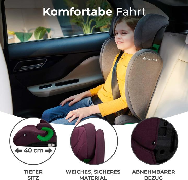 Actual product image KinderKraft Junior Fix 2 I-Size Cherry Pearl (Child seat, ECE R129/i-Size Standard)