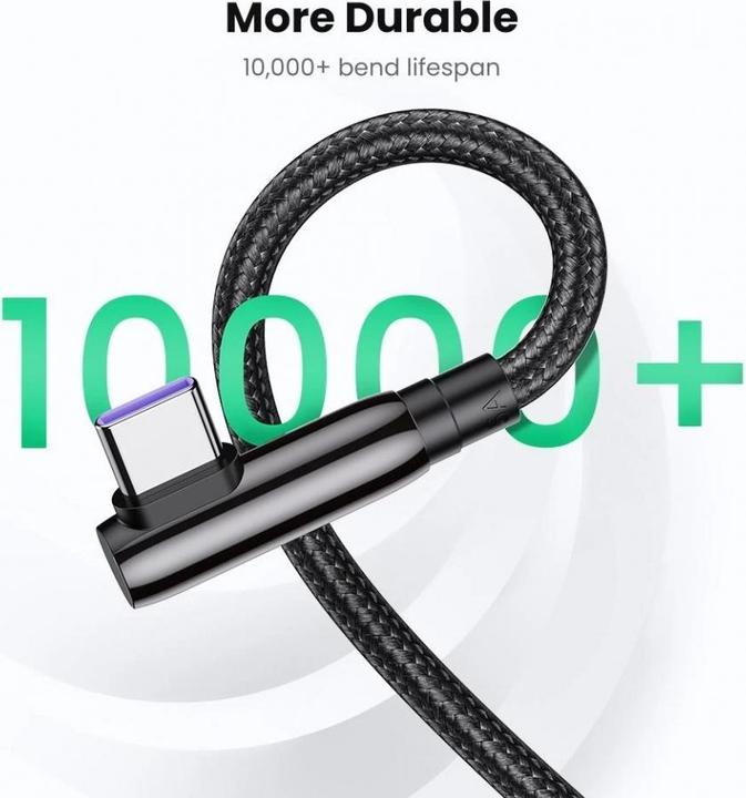 Image du produit Ugreen Câble USB vers USB-C US317 Angle, 2m (noir) (2 m, USB 2.0)