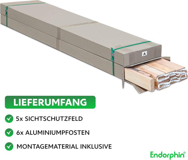 Actual product image Rhombus-Sichtschutzzaun Lärche | 5x Elemente (180x180cm) & 6x Alu-Pfosten (7x7x235cm)
