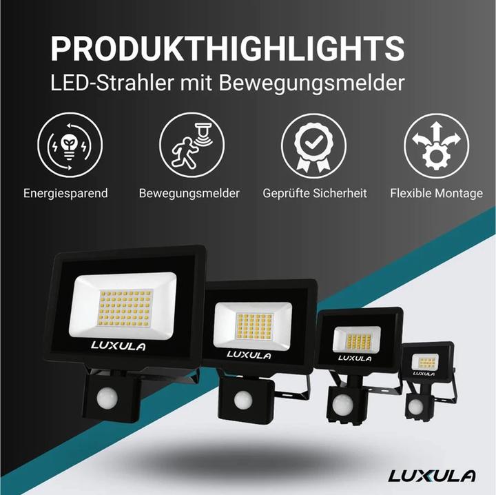 Produktbild Luxula LED-Fluter mit Bewegungsmelder (3000 lm, E27, IP65)