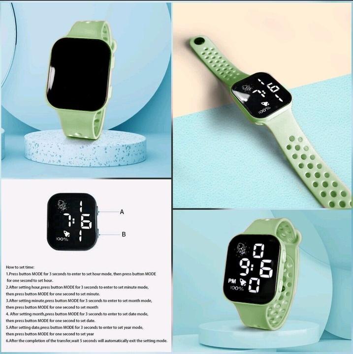 Produktbild Cbx P1 Fashion LED-Digitaluhr mit Silikonarmband 12-Stunden-Anzeige Grün (128.70 mm)