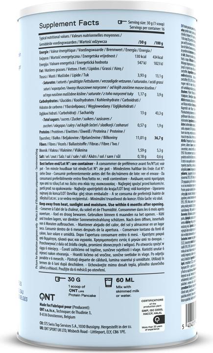 Valeurs nutritives et ingrédients QNT Protein Pancake (Myrtille, 1 pcs, 500 g)