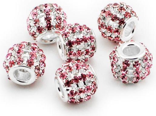 Hermex Strass Rose Bead versilbert 925 - Silbrig Rosa (Silber 925)