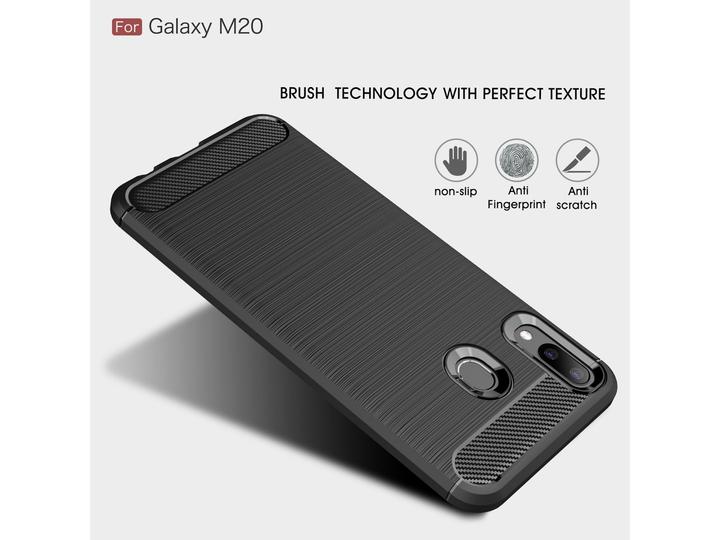 Actual product image Screenguard Samsung Galaxy M20 Cover Carbon Brushed Soft TPU (Samsung Galaxy M20)