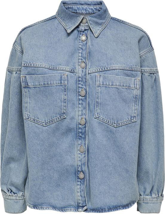 Only Fly-Away Kragen Ärmelbündchen mit Knopf Jacke Jeansjacke