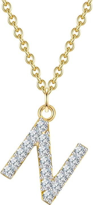 Produktbild Glanzstücke München Damen Buchstabe N Sterling Silber Zirkonia Gelbgold 45,0 cm Basiskette + 5,0 cm Verlängerung - 32068 (Sterling Silber, 40 - 45 cm)