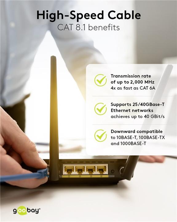 Produktbild Goobay GHMT-zertifiziertes CAT 8.1 Patchkabel, S/FTP PiMF, 1 m, grau, 10er-Set (S/FTP, CAT8.1, 1 m)