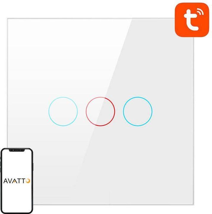 Actual product image Avatto Smart Light Switch WiFi TS02-EU-W3 3 Way TUYA (white)