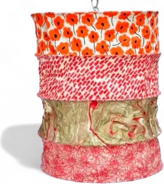 Image du produit sense&purpose Abat-jour papier fait main orange/rouge fleurs